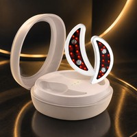 Appareil de thérapie oculaire à lumière rouge avec miroir et étui de chargement, coussinets LED pour les poches sous les yeux, les ridules et les cernes