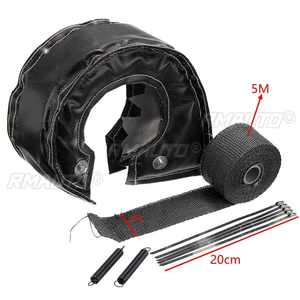 1 ensemble de couvertures thermiques pour turbo de course T4 + enveloppe pour tuyau d'échappement et collecteur d'échappement Rouge / Noir / Bleu / Titane - Product Image 5