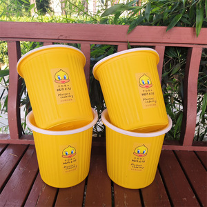 Hua Cai Yellow Duck <b>Plastic</b> Trash Can 1816 Cylindrical Indoor Waste Bin For Home Office <b>Kitchen</b> Bathroom Living Room Bedroom - Product Image 3