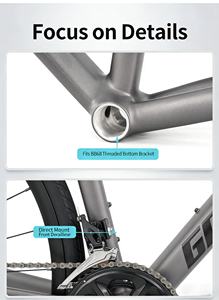 Cadre de vélo de <span class=keywords><strong>route</strong></span> en alliage d'aluminium Zhuite G2 avec fourche avant en fibre de carbone, compatible gravel et cross-country, style <span class=keywords><strong>axe</strong></span> <span class=keywords><strong>traversant</strong></span> - Product Image 5