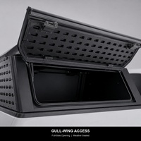 Capot de camionnette en aluminium noir mat avec système Molle, aile de mouette, porte latérale et rail de toit pour benne de pick-up