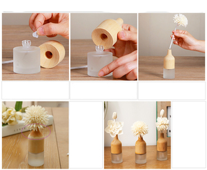 Bouteille <span class=keywords><strong>en</strong></span> bois personnalisée pour diffuseur de roseaux à fleurs sola, désodorisant d'air personnalisé, bouteille de diffuseur moderne pour parfum d'hôtel - Product Image 2