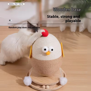 Arranhador de Gato Clássico com Base de Madeira Estável e Ecológica, Brinquedo Interativo com Sisal para Gatos - Product Image 4