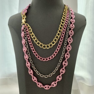 Collar multicapa hecho a mano, collar dulce y fresco para mujer, cadena cubana, cadena de Nariz de cerdo, collar metálico nuevo - Product Image 1