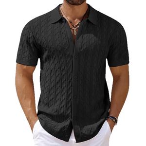 <span class=keywords><strong>M</strong></span>-3XL Sommer New Trend Herren Mode Polo Shirt Leichtes Luxus Strukturiertes Strick T-Shirt American Style Kurzarm Casual Cardigan Top - Product Image 5