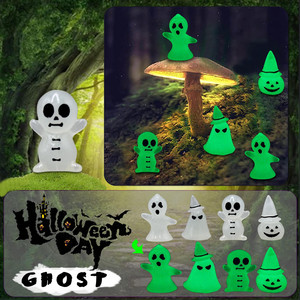 Mini adornos de jardín Halloween brillan en la oscuridad fantasma esqueleto Micro paisaje Halloween resina artesanía - Product Image 5