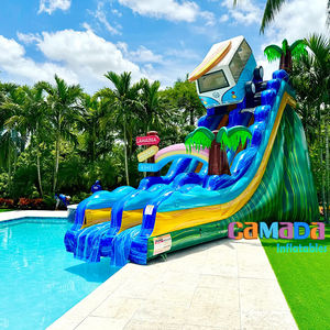 Château Gonflable Thème <span class=keywords><strong>Surf</strong></span> Van avec Toboggan et Piscine – Combo Bouncy Castle en PVC pour Enfants - Product Image 5