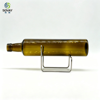 Bouteille vide en verre ambré transparent pour huile d'olive 750ml 1000ml, récipient en verre brun à col fileté pour huile d'olive, condiment liquide