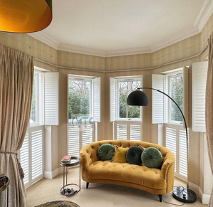 Obturateur de fenêtre intérieur en bois pour bricolage Décoration blanche Volets à plusieurs niveaux pour votre maison COUVERTURE de fenêtre intérieure - Product Image 1