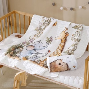 Serviette <span class=keywords><strong>de</strong></span> Bain en <span class=keywords><strong>Gaze</strong></span> Six Couches 100% <span class=keywords><strong>Coton</strong></span>, Imprimée Numérique Motif Dessin Animé, Couverture d'Emmaillotage pour Bébés et Nouveau-nés - Product Image 1