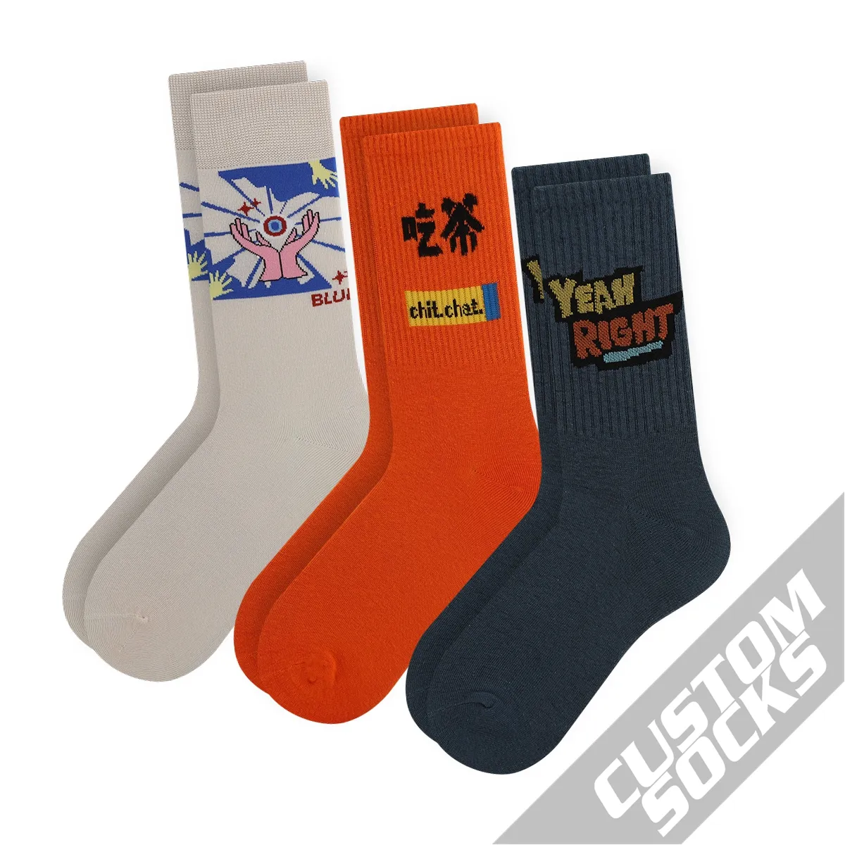 Thiết kế riêng của bạn biểu tượng tùy chỉnh biểu tượng tùy chỉnh OEM thời trang riêng Jacquard crew socks