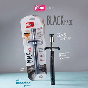 Briquet à gaz Anax en acier inoxydable noir, allumage par bouton, briquet piézo pour cuisine, sûr pour le contact alimentaire, outil de cuisson - Product Image 1