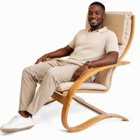 Chaise de relaxation moderne en bois courbé 2025 – Qualité supérieure, durable, avec structure en bois pour salon, chambre et bureau