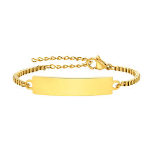 Nuovo stile <span class=keywords><strong>oro</strong></span> 18k in acciaio inox e bracciale identificativo personalizzato formato adulto e formato bambino bambino compleanno & natale gioielli regalo per le donne - Product Image 1