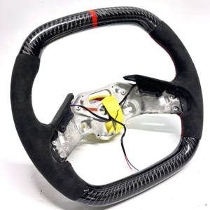 Volante Personalizzato in Pelle Alcantara <span class=keywords><strong>Nera</strong></span> e Fibra di Carbonio per Chevrolet <span class=keywords><strong>Corvette</strong></span> C8 - Product Image 3