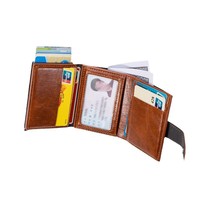 Tempat kartu kredit Bank Retro Pria Wanita, dompet minimalis cerdas Rfid logam Anti pencurian, tempat kartu tunai Bank hitam kulit PU untuk pria dan wanita