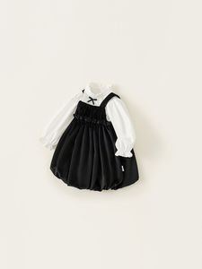Traje de primavera y otoño para niñas, Vestido de manga larga, falda con lazo para niños, 2 piezas, ropa de moda para bebés y niños - Product Image 4
