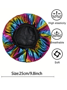 Bonnets en Satin Élastiques Ronds pour Bébés avec Logo Personnalisé pour Cheveux d'Enfants, Accessoire Capillaire en Soie Métallisée Laser pour Enfants - Product Image 4