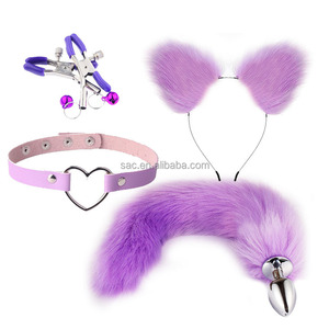 Sacknfemale 4-مجموعة سدادة معدنية للمؤخرة-المشابك الحلمة دبوس الأذن مثير قوس قزح الأرنب لعبة الجنس الثعلب الذيل الشرج - Product Image 4