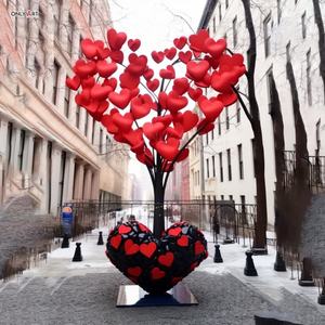 定制现代户外爱情主题公园装饰大喷漆多重红色心形构成抽象金属树雕塑 - Product Image 6