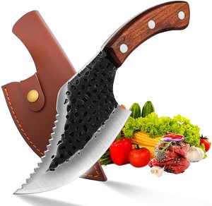 Coltello da Macellaio Forgiato Multiuso con Manico in Legno di Rosa per Tagliare Carne e Verdure - Product Image 1