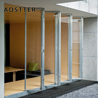 Puerta Plegable de Aluminio con Aspecto de Madera AOSTTER, con Doble Acristalamiento Low-E IGU y Herrajes para Uso Tradicional en Propiedades