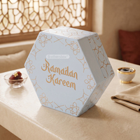 Caja de Regalo Octogonal de Cartón para Decoración de Ramadán, Caja de Regalo de Lujo para Dulces Árabes con Logotipo en Relieve