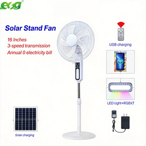 พัดลมตั้งพื้นพลังงานแสงอาทิตย์ ESG ขนาด 18 นิ้ว (11.1V 6Ah 15W) สำหรับตั้งแคมป์กลางแจ้ง พร้อมไฟ LED และช่องชาร์จโทรศัพท์มือถือ ขายส่ง - Product Image 2