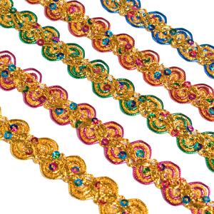 23มม. ผ้าโพลีเอสเตอร์ถักเปียลูกไม้ตัดเลื่อมหมวกผ้าม่าน DIY ริบบิ้นสีเงินสีทองเมทัลลิก tatting ลูกไม้ - Product Image 1