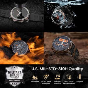 Unisex New Tank T3 Android Thông Minh Đồng Hồ Rugged Độ Bền IP68 Không Thấm Nước Cho Thể Thao Ngoài Trời Amoled Silicone Từ Tính - Product Image 3