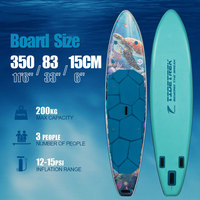 TIDETREK Planche de paddle gonflable 350 cm personnalisée pour sports nautiques, surf et stand-up paddle (SUP)