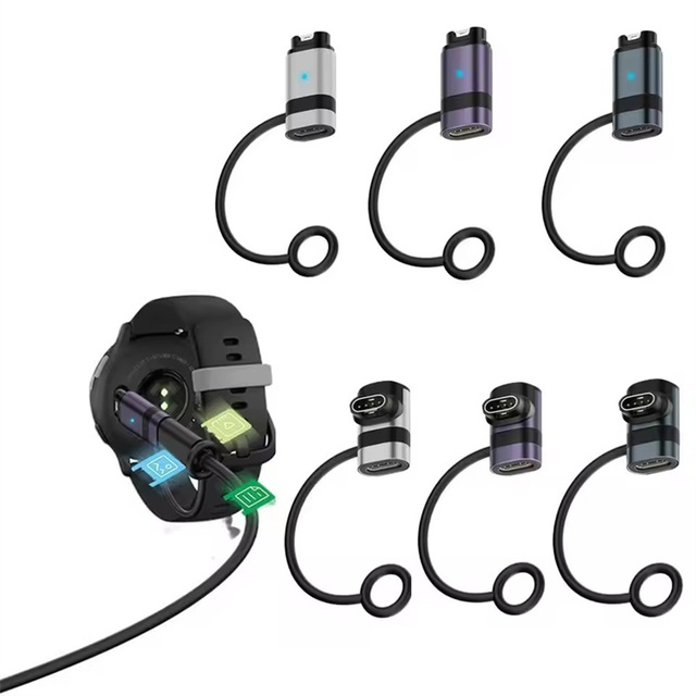 USB Type-C Charger Converter Magnetic LED Indicator Watch Charging Adapter for Garmin Quatix7 Pro Fenix8765