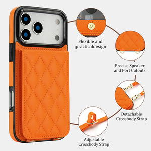 Funda de Cuero de Lujo para <span class=keywords><strong>iPhone</strong></span> 17 Pro Max con Correa de Muñeca y Correa Cruzada, Cartera RFID, Funda para Teléfono Móvil para <span class=keywords><strong>iPhone</strong></span> 16 17 - Product Image 2