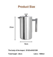Cafetière à presse française de luxe robuste en acier inoxydable à double paroi de 34 oz avec filtres supplémentaires résistante à la chaleur et portable