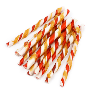 High Protein Rawhide Chews Snacks 5" Rawhide Twist Wrapped with Chicken Help Clean Teeth Dog Chew Treats 100g/<b>bag</b> Pet Chews Food - Product Image 2