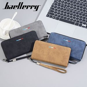 กระเป๋าสตางค์ใบยาวสำหรับผู้ชาย Baelerry สีเทา กระเป๋าคลัทช์อเนกประสงค์พร้อมสายคล้องข้อมือ ใช้ได้ทุกวัน - Product Image 4