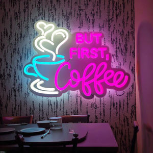 But First Coffee Letrero de neón Grandes luces de neón acrílicas alimentadas por USB de 5V con interruptor regulable y <span class=keywords><strong>cadena</strong></span> colgante - Product Image 1