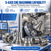 Composants d'insertion de buse de test à gaz chaud en Inconel 718 usinés CNC 5 axes pour systèmes de test de turbines