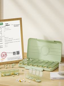 Caja dispensadora de medicamentos de plástico PP portátil de gran capacidad Recordatorio conveniente Forma rectangular Siete días Semana Tres comidas Día - Product Image 3