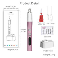 Machine à polir les ongles électrique ODM OEM, outils de manucure, mini stylo de gravure avec 5 têtes de ponçage et meuleuses