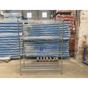 Estante de alambre de almacenamiento de metal cromado de 5 niveles resistente
