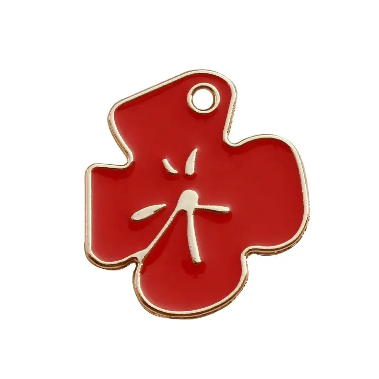 Porte-clés métallique en émail rouge avec logo de la marque, plaque d'étiquette pour suspension de sacs, 10 pièces, Promotion