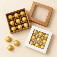 Boîte cadeau en chocolat personnalisée recyclable à 9 compartiments avec fenêtre transparente et insert en mousse pour l'emballage de bonbons et de desserts
