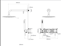 Mitigeur de douche encastré de luxe thermostatique noir Système de douche à effet pluie encastré Ensemble de robinets de bain et de douche