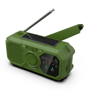 שמש כננת רדיו מובנה BT רמקול AM FM WB נטענת נייד חירום רדיו עם SOS פנס