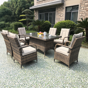 Vente en gros OEM personnalisée pour ensemble de salle à manger d'extérieur haut de gamme en rotin avec design d'accoudoir unique, ensemble de meubles de jardin de luxe - Product Image 1