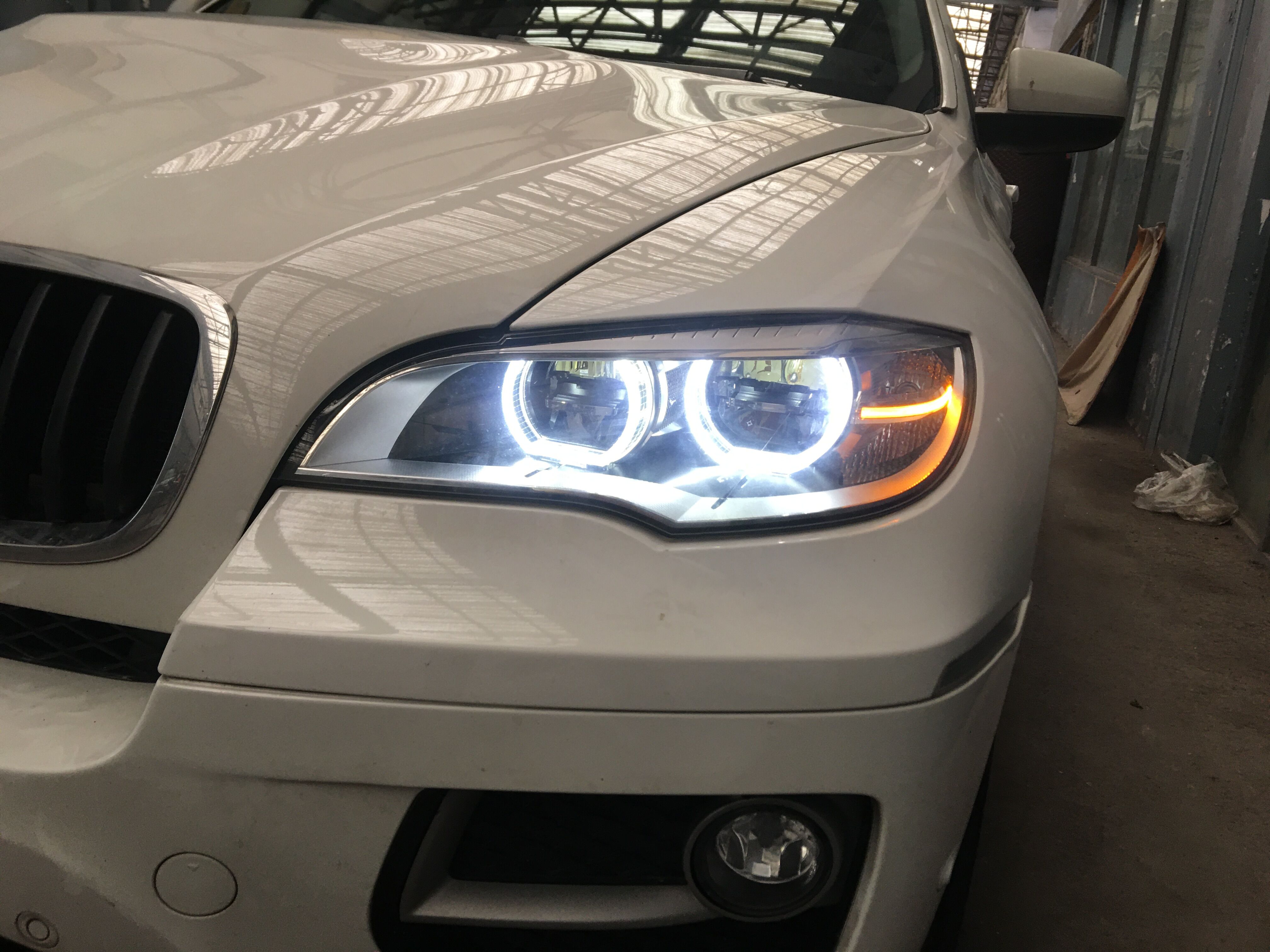 2008-2013 BMW X6 LED Head Light Lamps - Black Housing SY for AFS