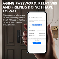 Tuya Wifi Smart Digital Door Lock Code Ic Card Smartphone App Desbloqueo Biométrico Huella digital Cerraduras inteligentes