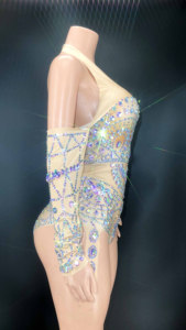 Novance Y2580 negozio in Cina Shorts in maglia di cristallo di diamante body personalizzato nuovo modello stampa Club Show Stage Wear Vestidos De Playa - Product Image 3