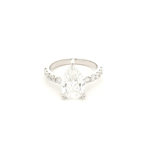 DiamondX Customized White Gold Plated Lab <strong>Diamond</strong> <strong>Pear</strong> <strong>Shaped</strong> <strong>Ring</strong> for Women's Wedding <strong>Rings</strong> - Product Image 1